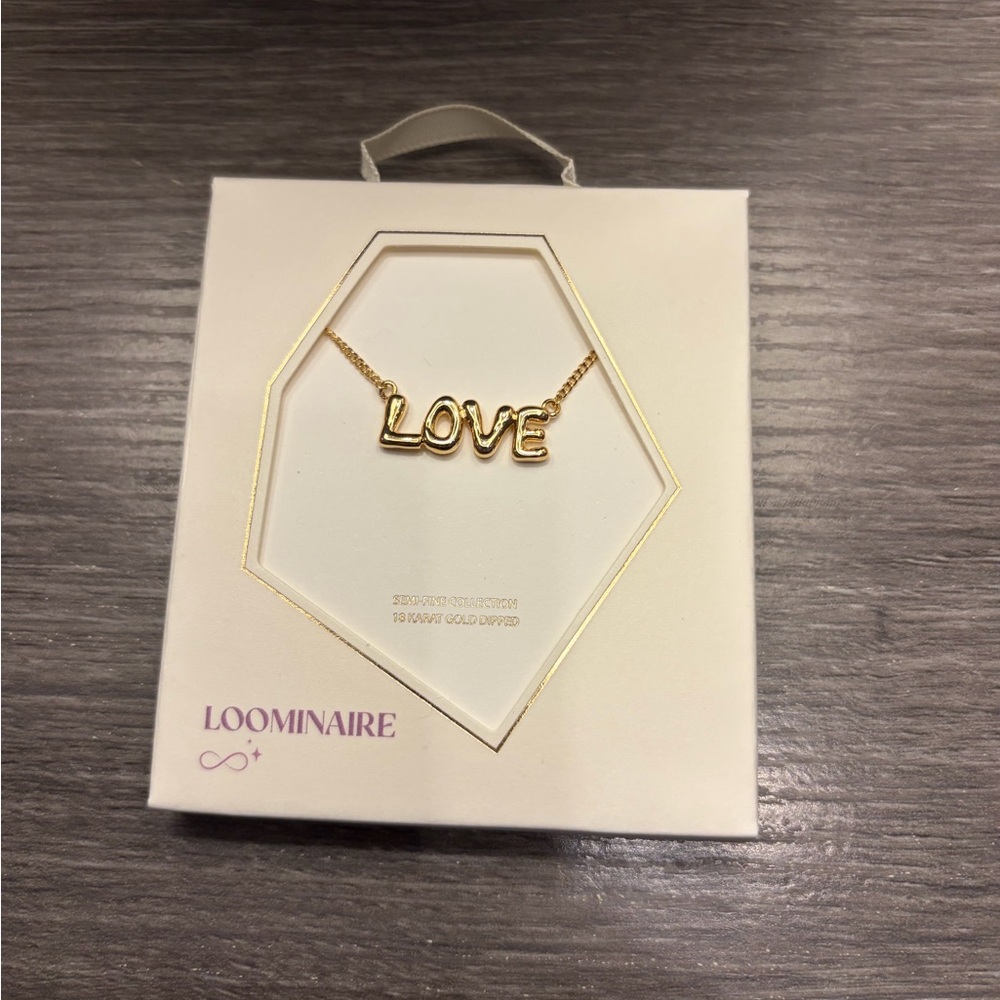 New With Tags…Boutique…”Love” Delicate Chain 18 Karat Dipped Necklace